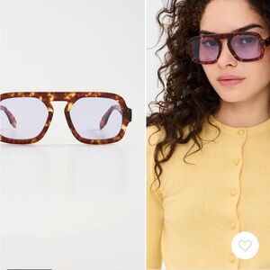 Elisa Johnson Sunglasses in red tortoise with purple lenses